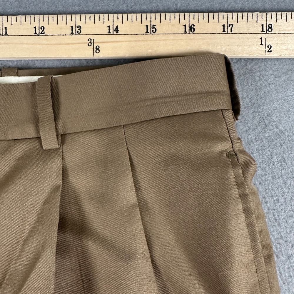 Tom James Executive Collection Mens 34 Tan Pleated Dress Pants Hand Tailored USA - Picture 3 of 10